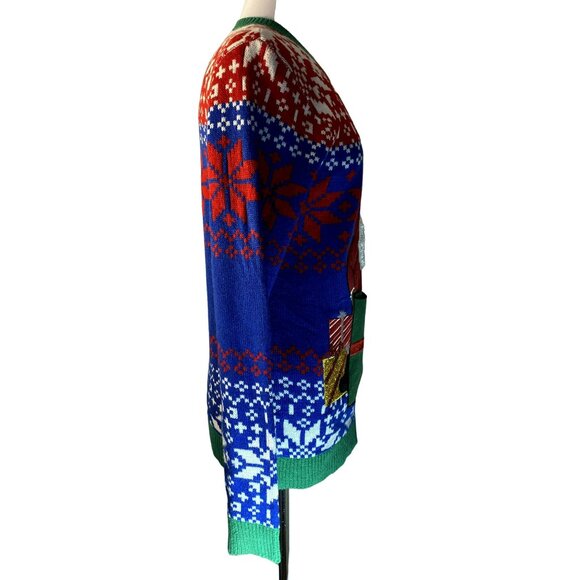 Jolly Sweaters Pullover Ugly Christmas Holiday Santa Sunglasses Colorful Sz S - Picture 5 of 7